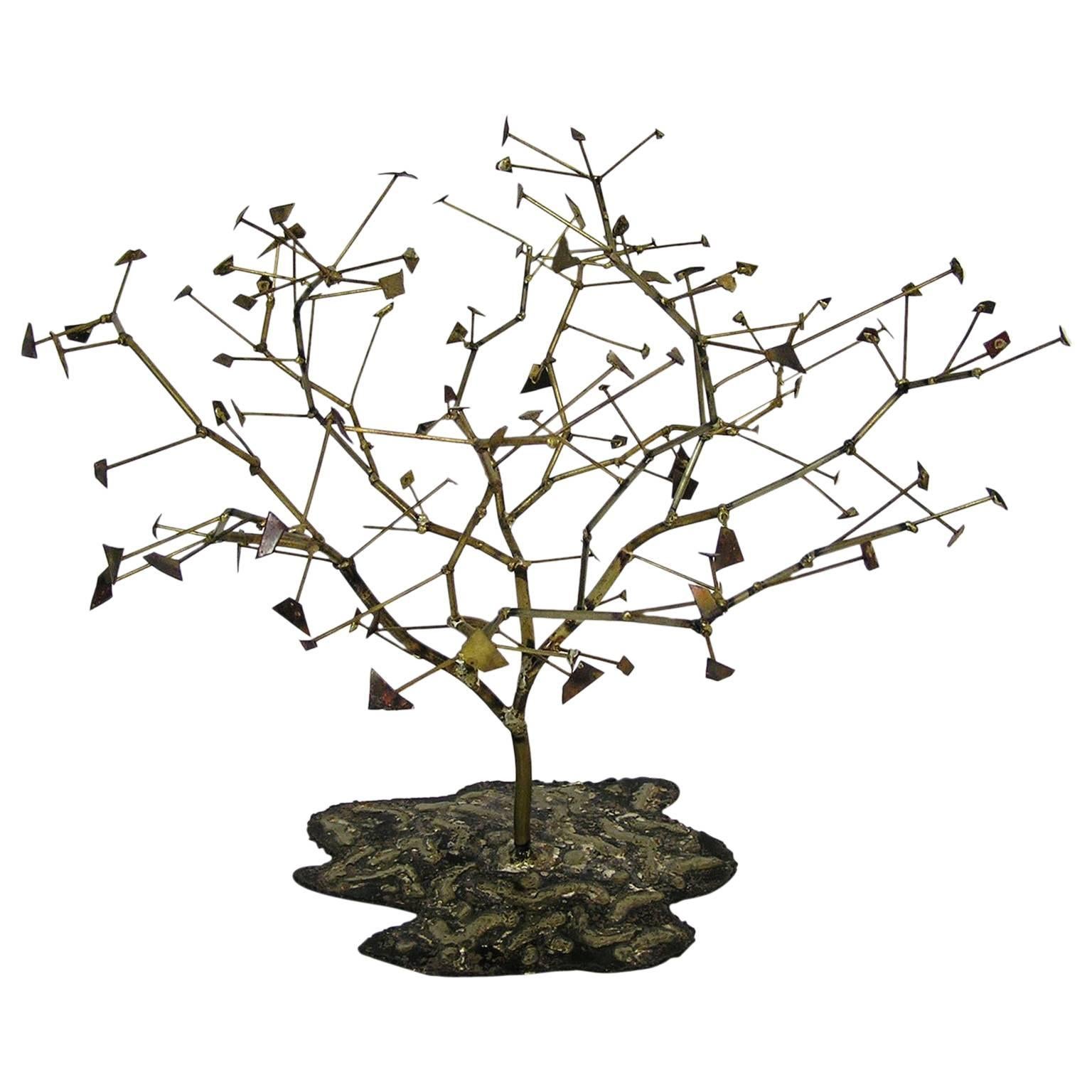Curtis Jere Style Metal Art Tree Sculpture For Sale