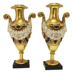 Pair of French Empire Pairs Porcelain Vases