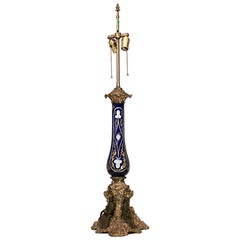 French Victorian Glass and Bronze Table Lamp