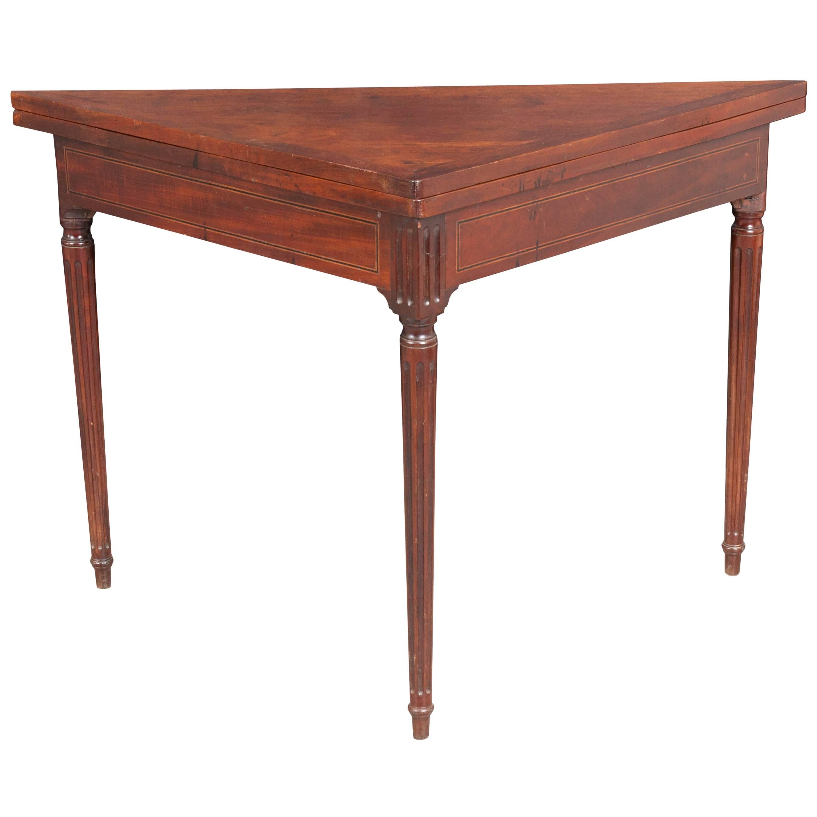 French 19th Century Mahogany Corner Card Table