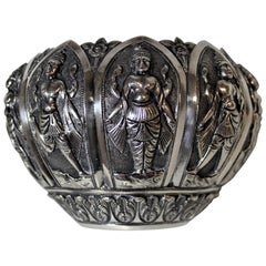 Antique Silver Anglo-Indian Bowl with Figures