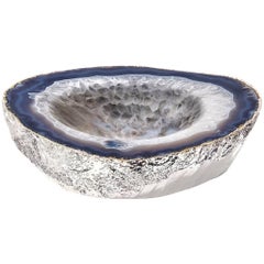 Casca Large Bowl Natural Agate and Silver, in Stock