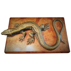 Austrian Jugenstil, Lizard, Vienna Bronze & Red Onyx Paperweight, circa 1900