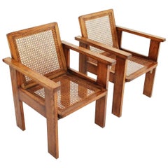 Art Deco Armchairs with Caned Seats, Pair, circa 1930