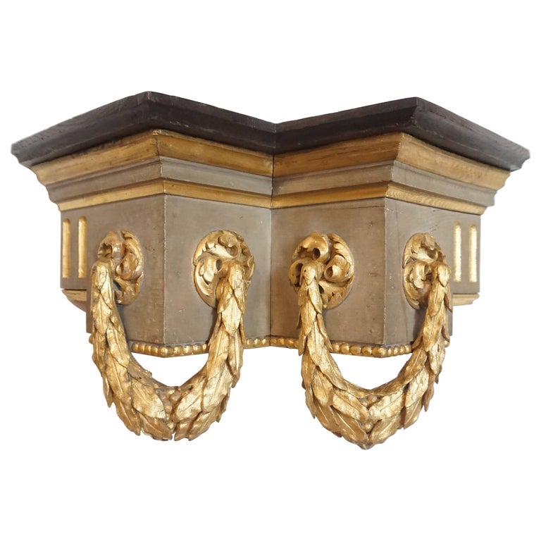 French Baroque Style Parcel-Gilt Carved Wood Wall Bracket, Sconce, or Shelf For Sale