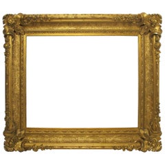 Grand cadre de miroir/peinture doré sur mesure du 19ème siècle