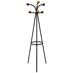 1960, Original Rare French Standing Coat Hat Stand with Colored Balls