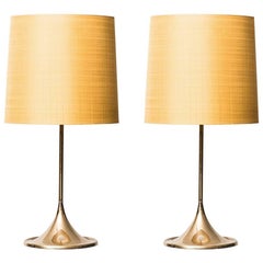 Pair of Table Lamps Model B-024 in Brass by Bergbom in Sweden