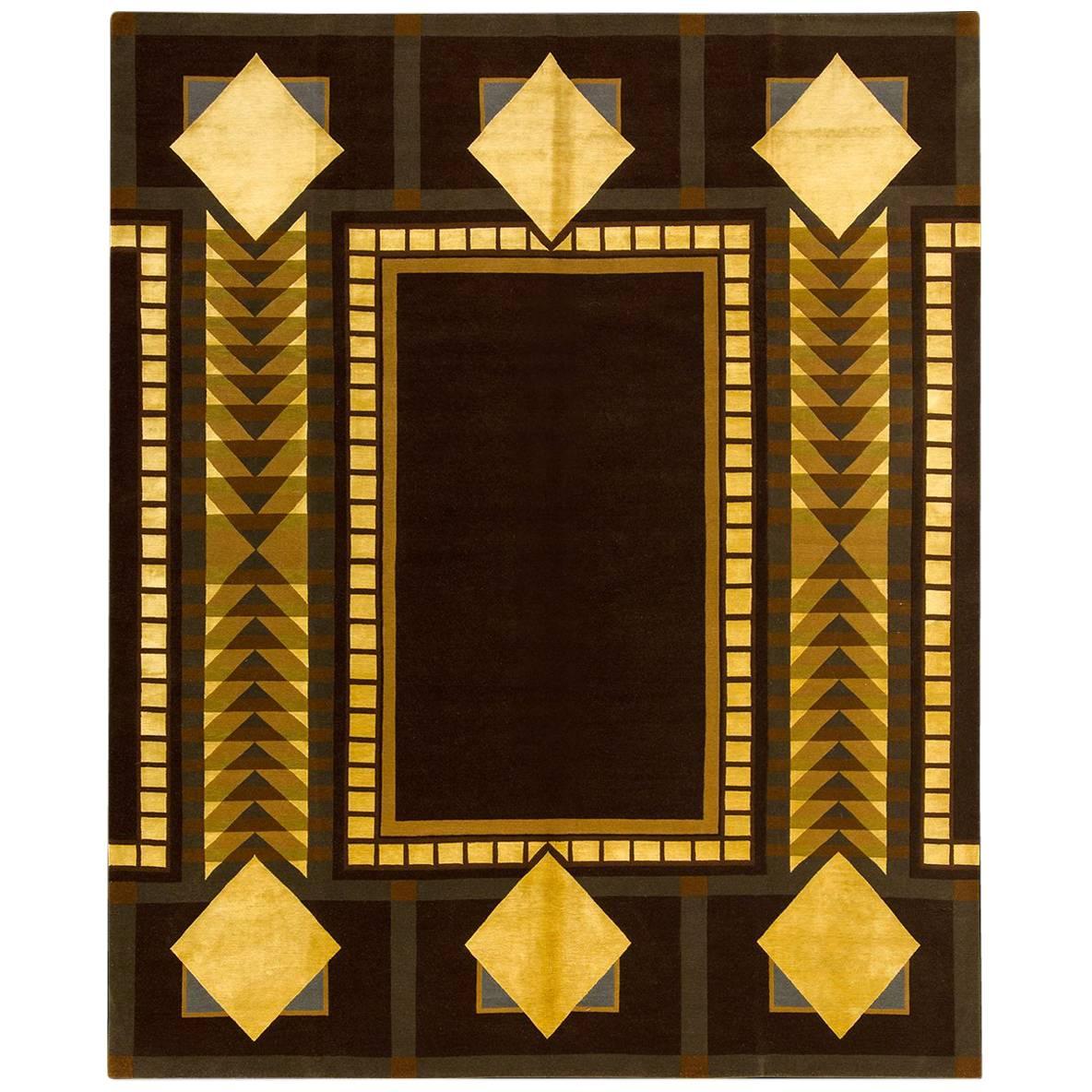 (After) Frank Lloyd Wright, Imperial Square Silk and Wool Rug For Sale