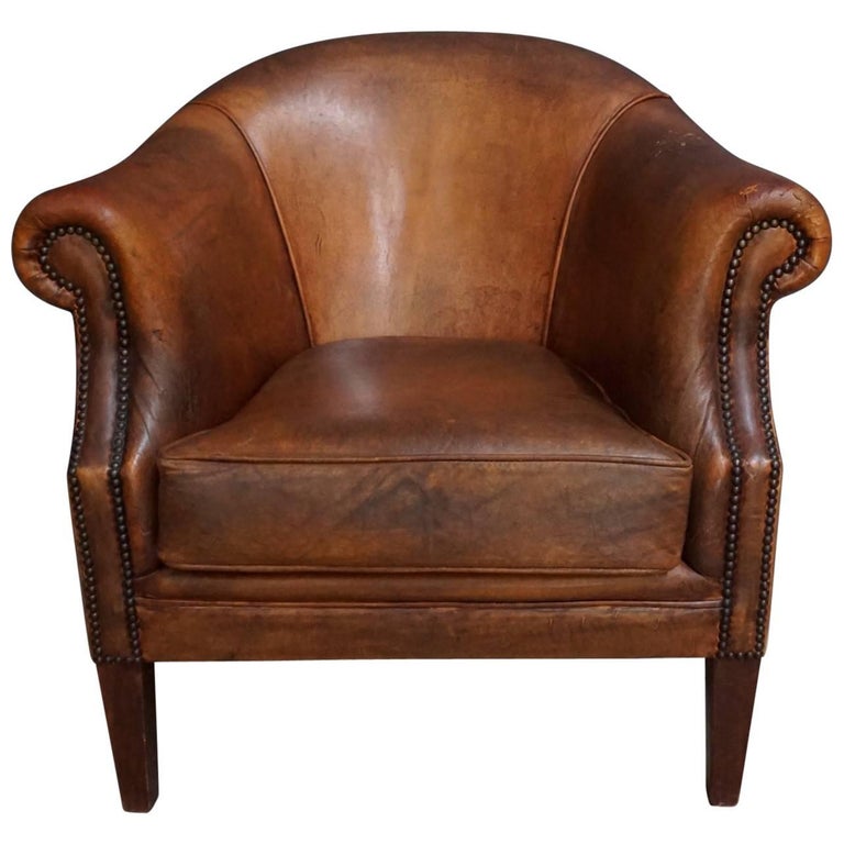 Dutch Vintage Cognac-Colored Leather Club Chair