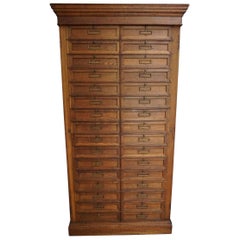 Antique French Oak Bank Cabinet with Drop Down Doors, 1900