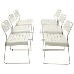 Six White Omstak Chairs by Rodney Kinsman for Bieffeplast, 1970s