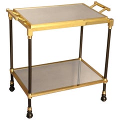 Brass and Mirror Italian Serving Bar Cart with Removable Tray