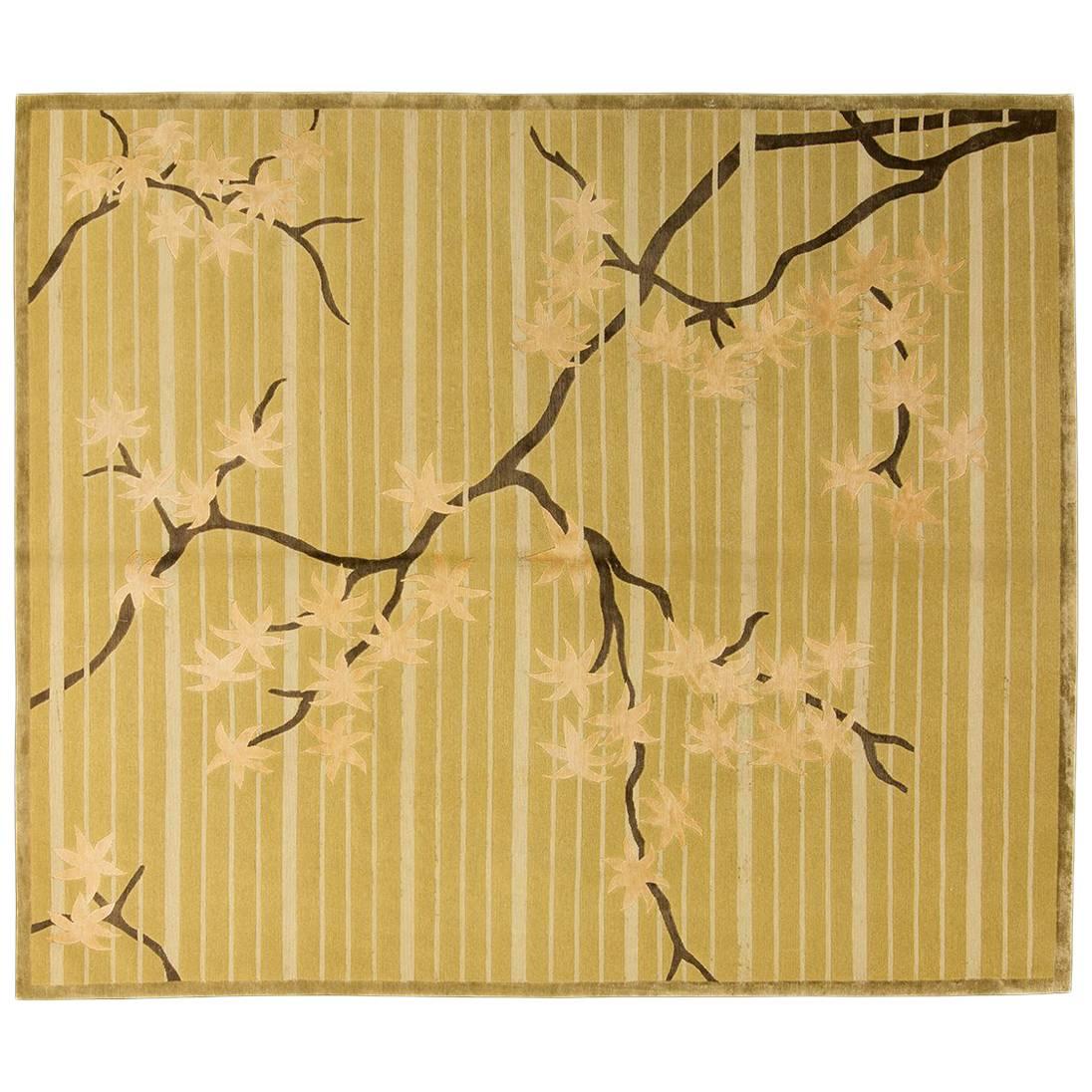 After Frank Lloyd Wright Leaf Maple Silk and Wool Rug For Sale