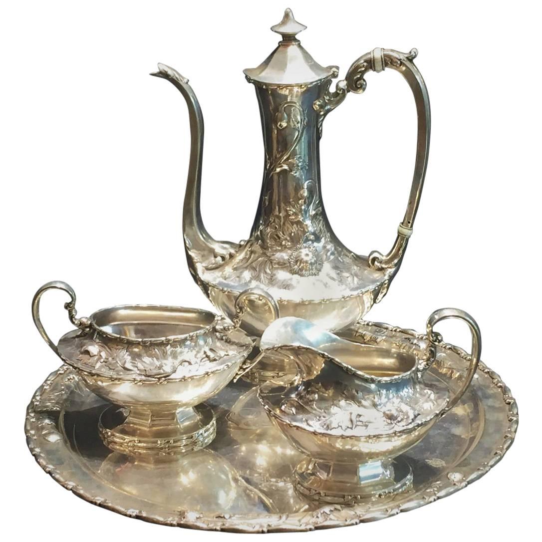 Reed & Barton, American Art Nouveau Sterling Silver Tea and Coffee Service, 1900