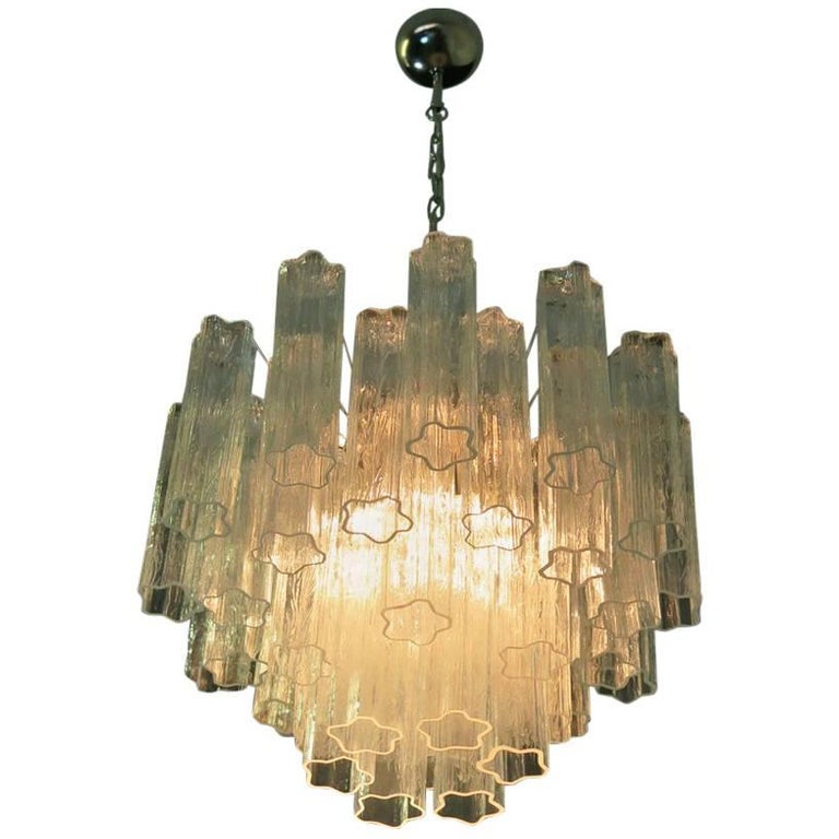 Fantastic Murano Glass Tube Chandelier, 36 Glass Tube For Sale at