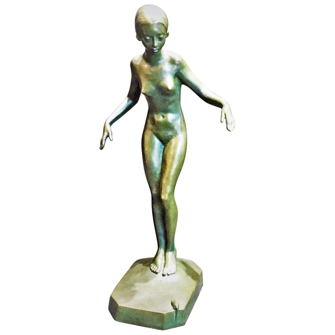 Carin Johanna Nilsson, Fright, Swedish Art Deco Bronze Sculpture, circa 1933