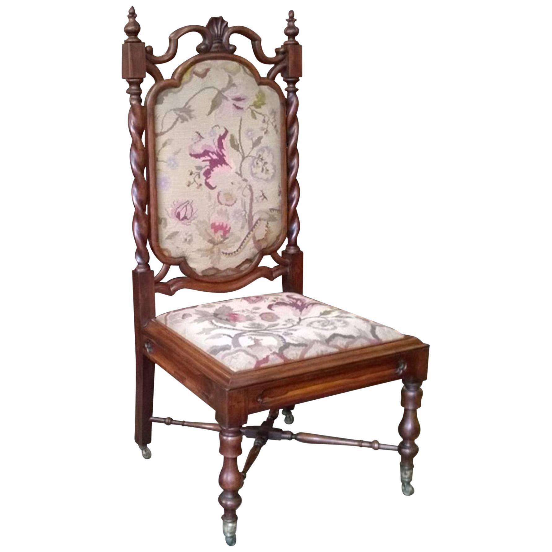 Gothic Revival Solid Rosewood Nursing Chair For Sale