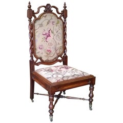 Antique Gothic Revival Solid Rosewood Nursing Chair