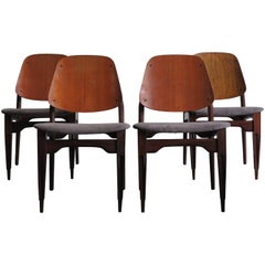 1950 Italian Rosewood and Teak Midcentury Dining Chairs by F.Lli Proserpio