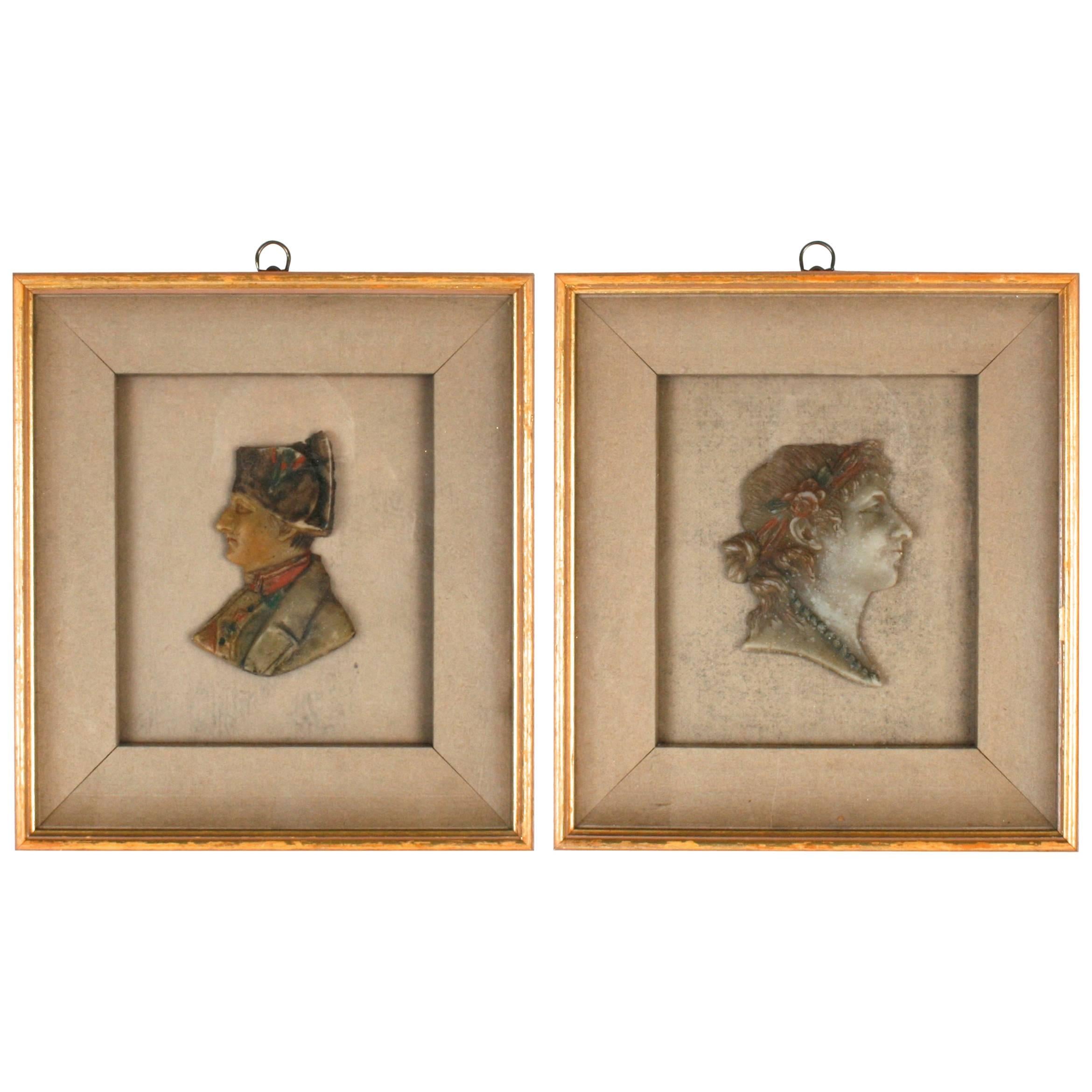 Paar Wachsreliefs, zugeschrieben Pierre-Phillips Thomire von Napoleon und Josephine im Angebot