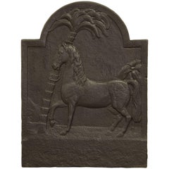 Antique Fireback, Beautiful Horse with Palm Tree