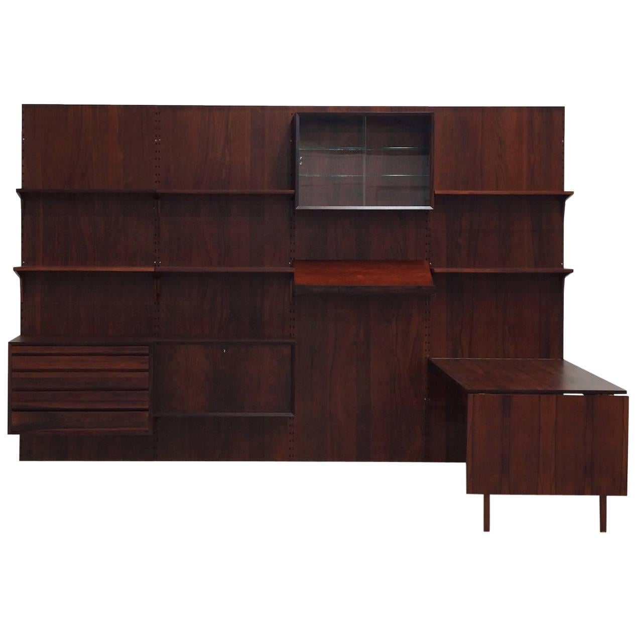 Exclusive Mahogany Modular Wall Unit by Poul Cadovius for Cado, 1950s For Sale