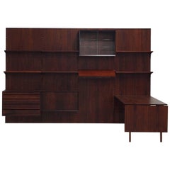 Exclusive Mahogany Modular Wall Unit by Poul Cadovius for Cado, 1950s