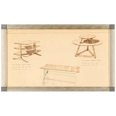 Edward Wormley Rare Furniture Drawing Designs for Dunbar