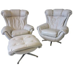 1970s Lounge Chairs with Ottoman