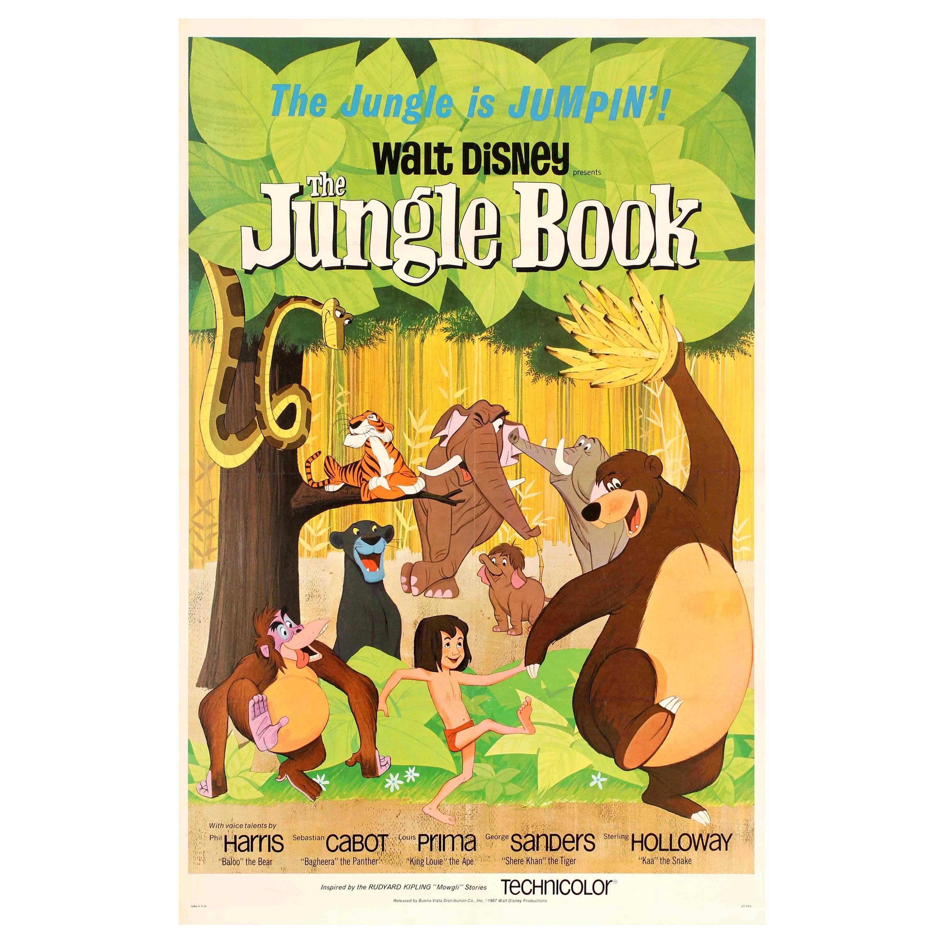 Original Vintage Walt Disney Movie Poster for The Family Classic The Jungle Book