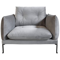 Santorini Handmade Contemporary Armchair, Tufted Cushions, Fabric Cover