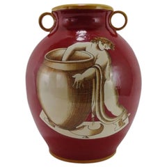 Gio Ponti for Ginori Deco Vase in Majolica Decorated with Naked Putto, 1924