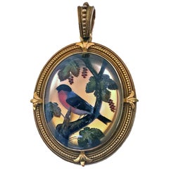 Fine Gold Reverse Intaglio Crystal Pendant, circa 1870