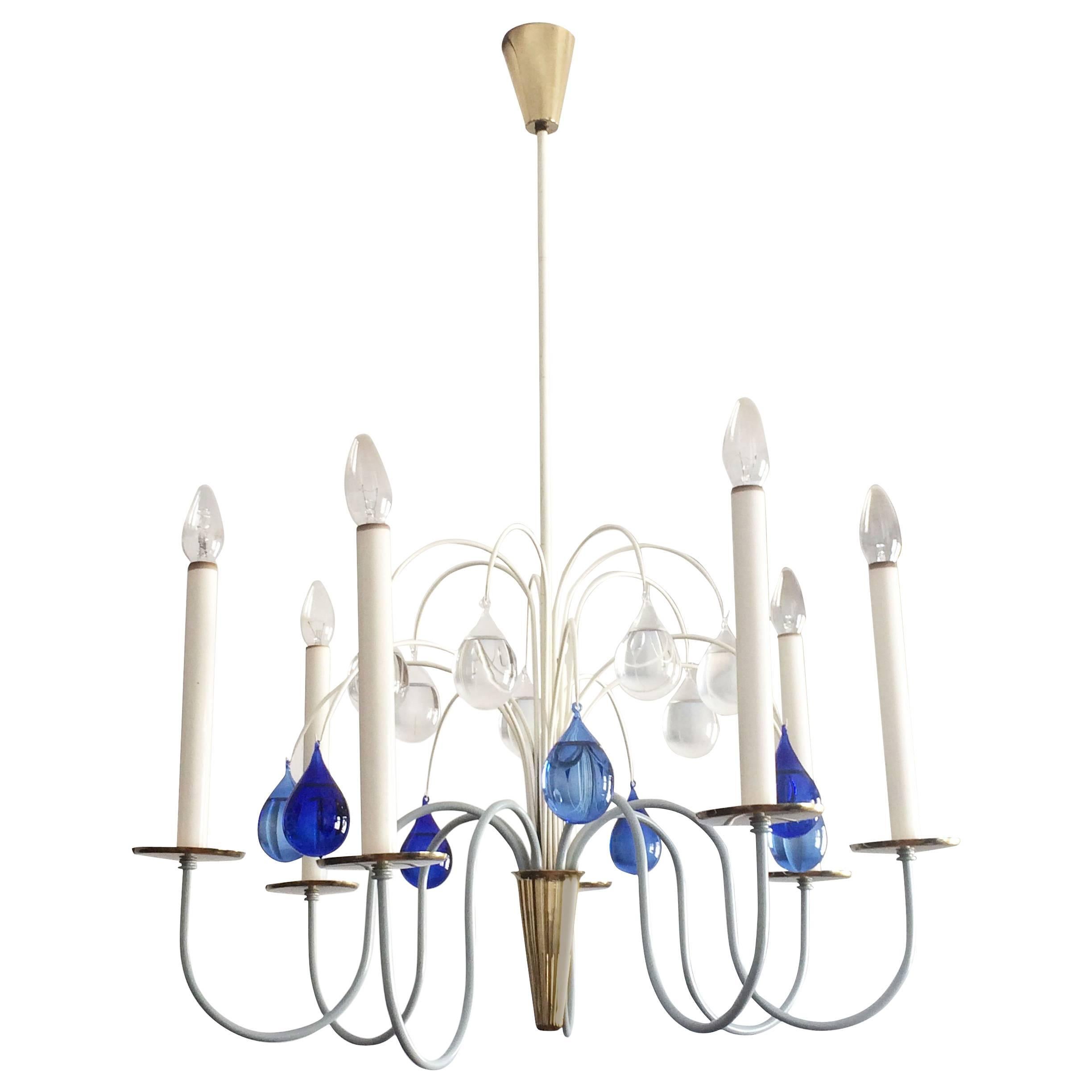 Seven-Armed Chandelier or Pendant Lamp by Vereinigte Werkstätten Germany 1950s