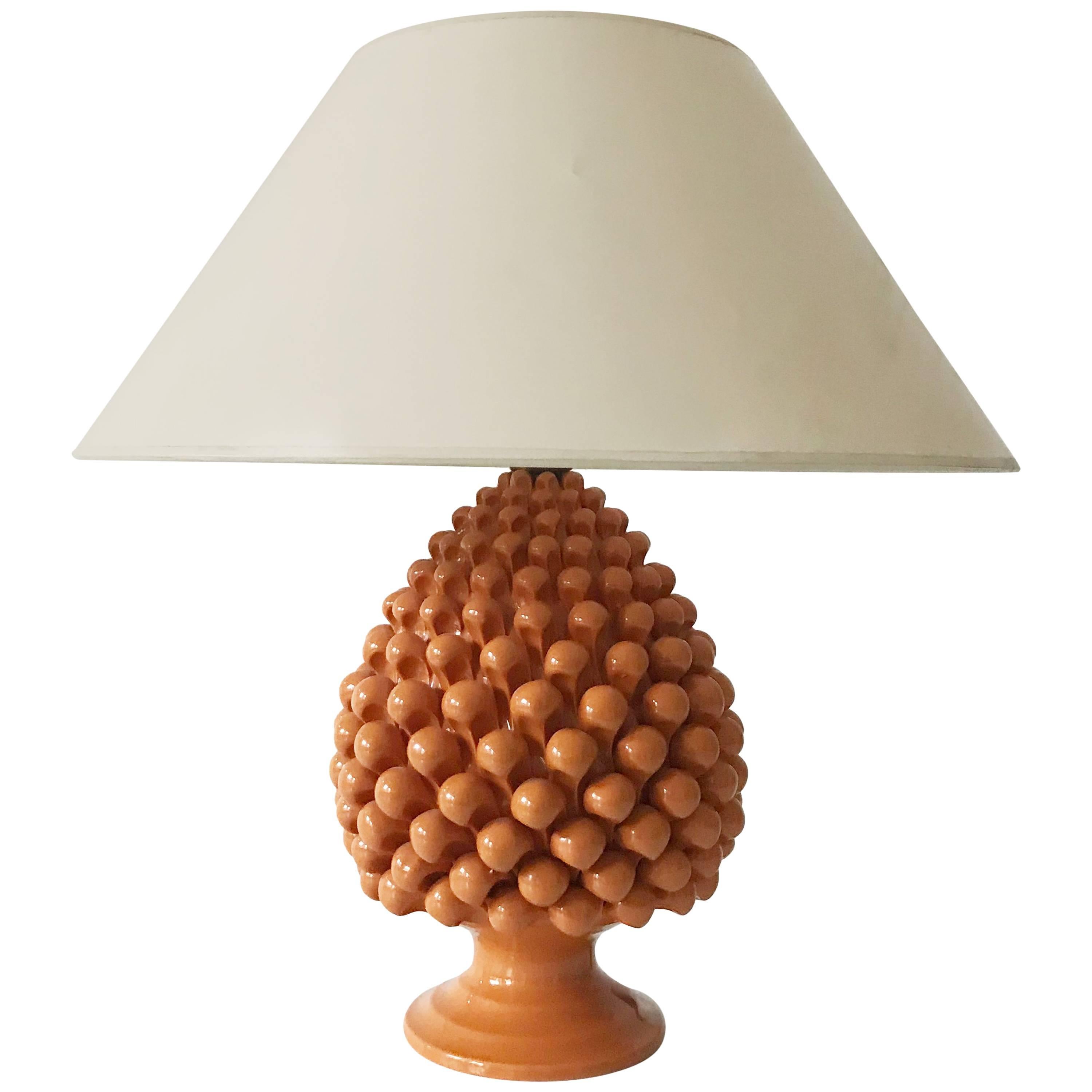 Mid Century Ceramic Pineapple Table Lamp by Marcello Fantoni (attr.) Italy 1970s