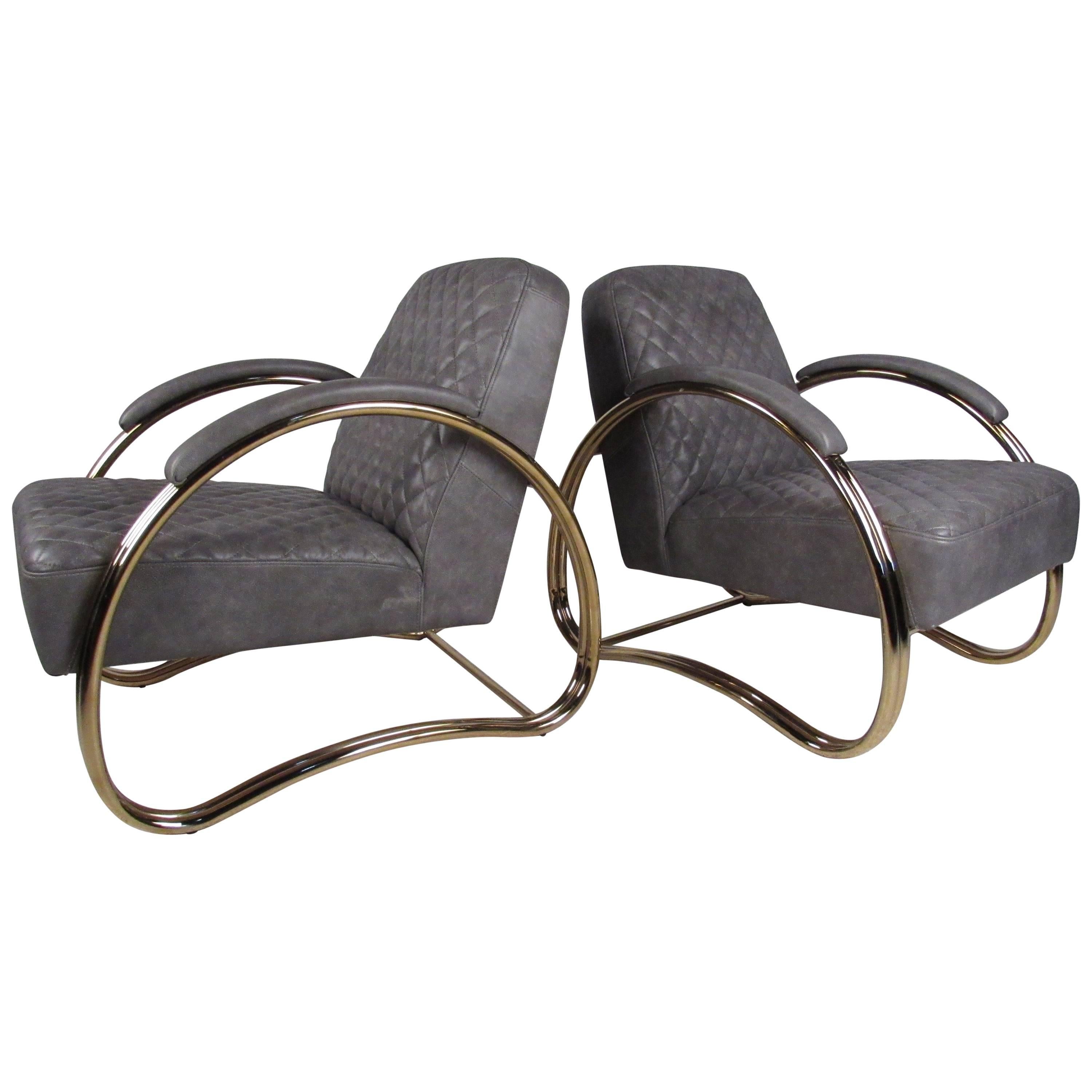 Pair of Modern Leather Lounge Chairs