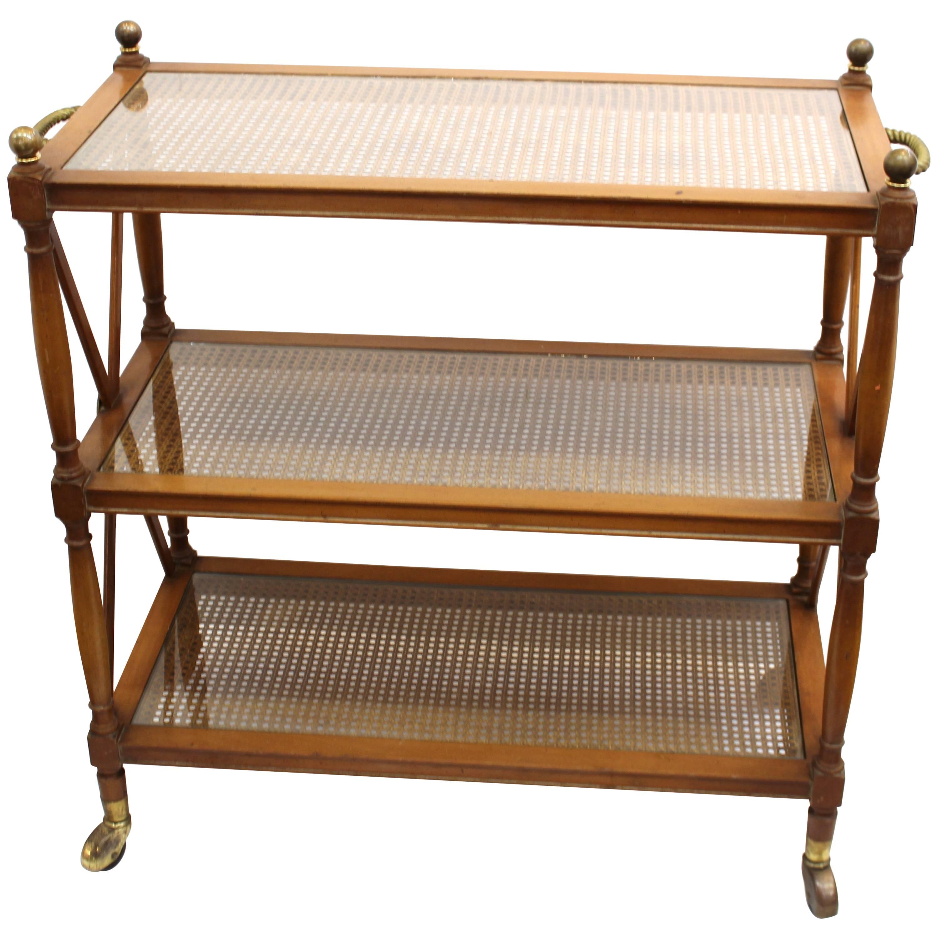 Hollywood Regency Neoclassical Style Bar Cart with Three Tiers