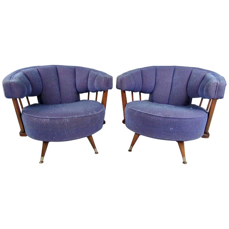Pair of Vintage Swivel Lounge Chairs For Sale at 1stdibs