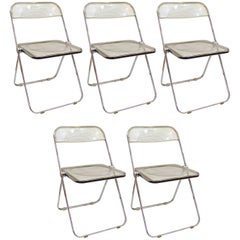Giancarlo Piretti Pila Folding Chairs in Light Amber Lucite