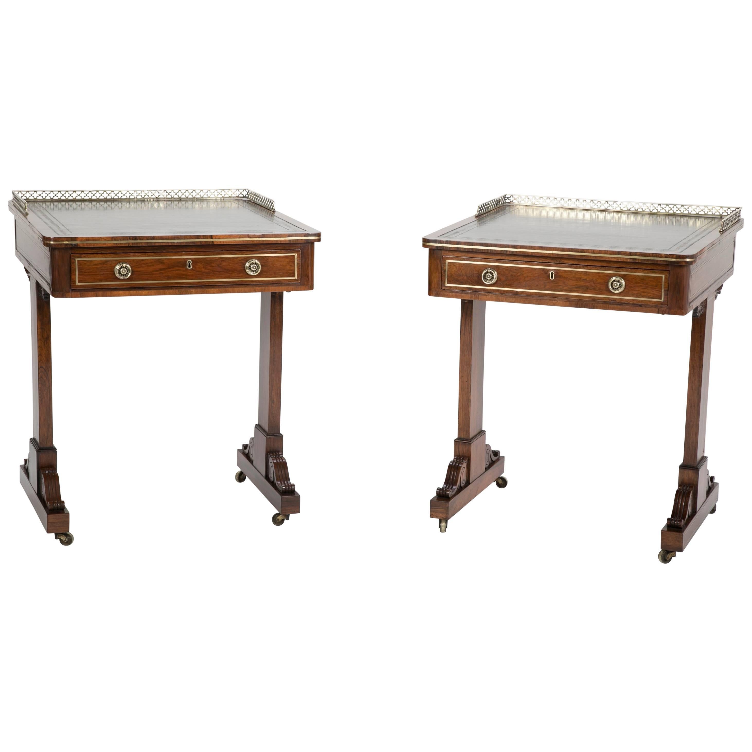 Pair of English Regency Period Rosewood Writing Tables For Sale
