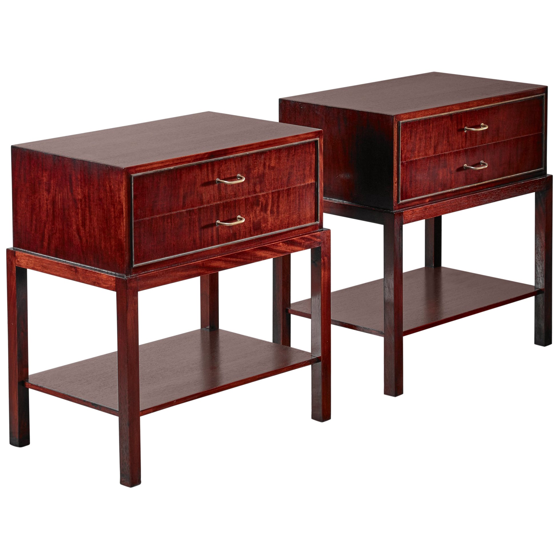 1930s Solid Teak Wood Custom Made British Colonial Nightstands at 1stDibs