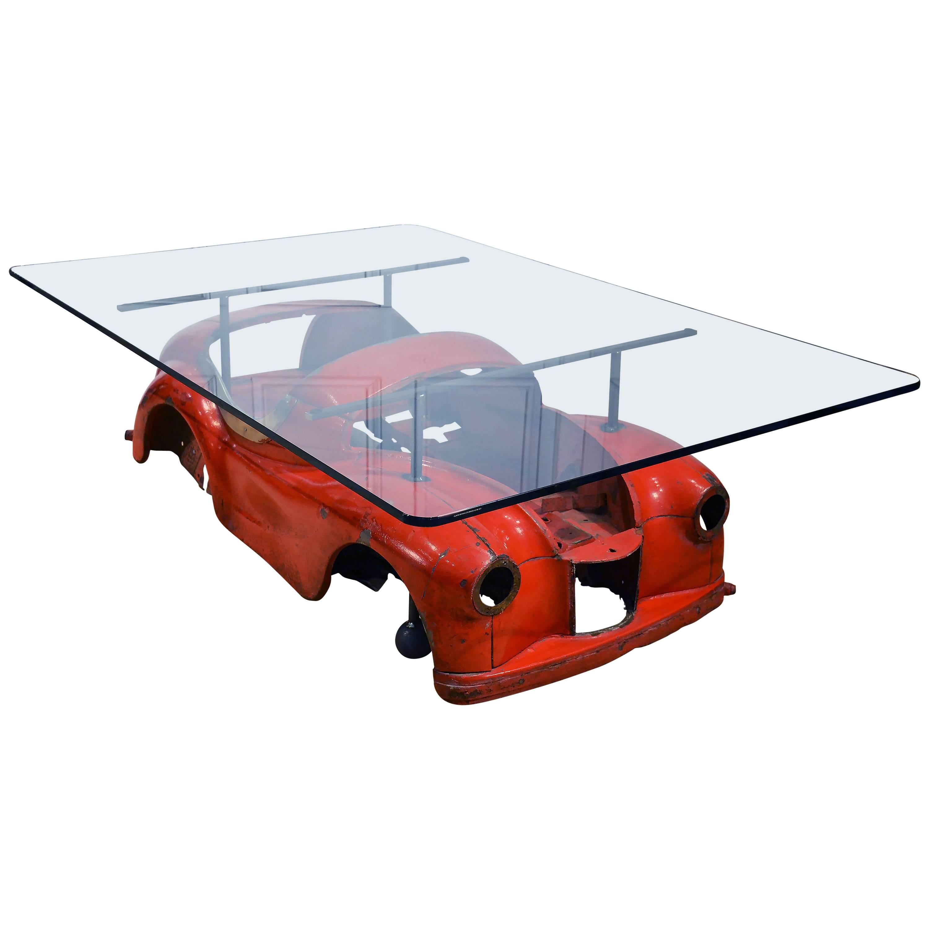 20th Century Industrial Coffee Table with Retro Toy Car Design