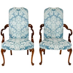 Antique Pair of Mahogany Framed Side Armchairs