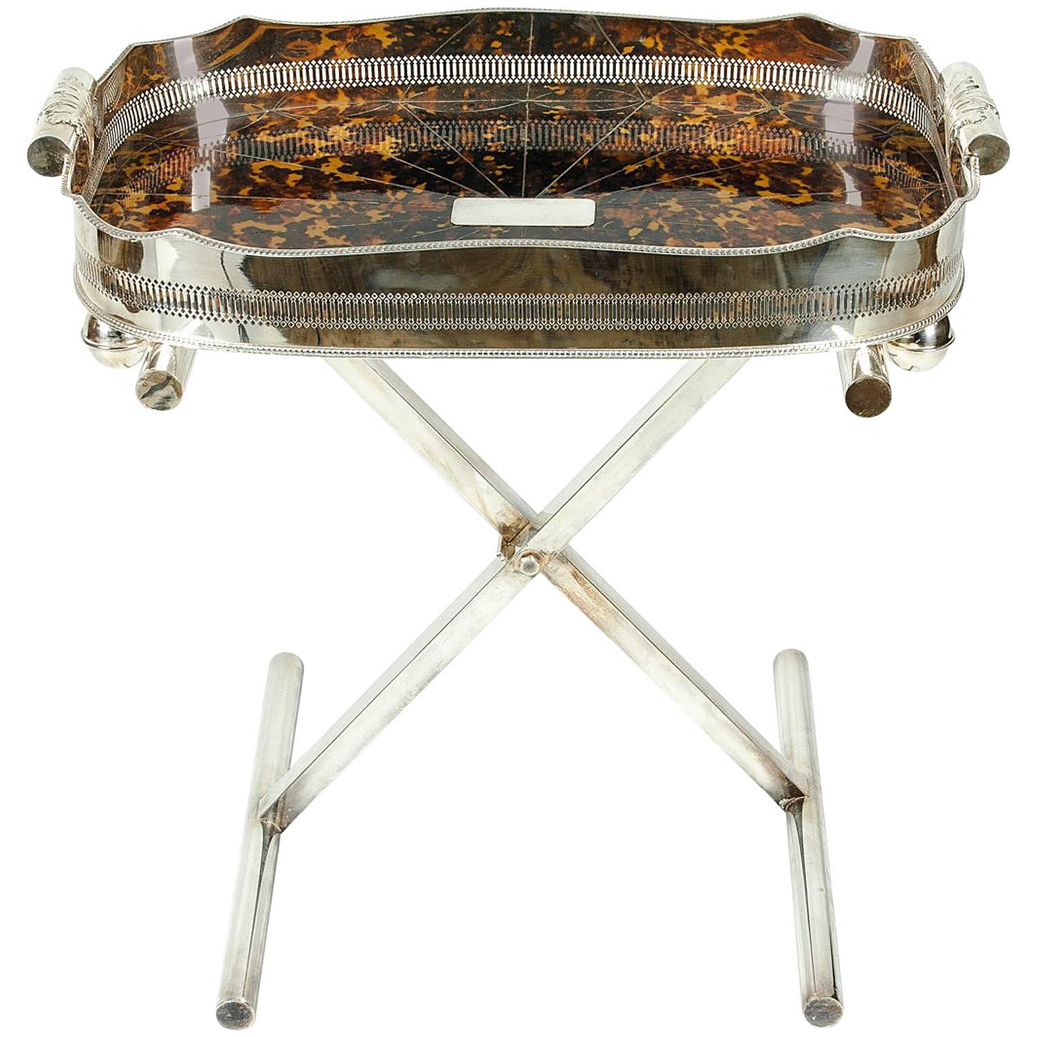 Mid-20th Century English Silver Plated Table Tray Stand