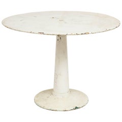 Round Rustic White Metal Pedestal Dining Table