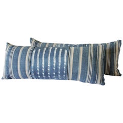 Antique Indigo Blue Batik Lumbar Pillow