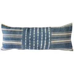 Antique Indigo Blue Batik Lumbar Pillow