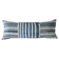 Antique Indigo Blue Batik Lumbar Pillow