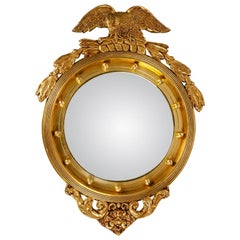Gilded Wood Framed Federal Style Convex Wall Mirror